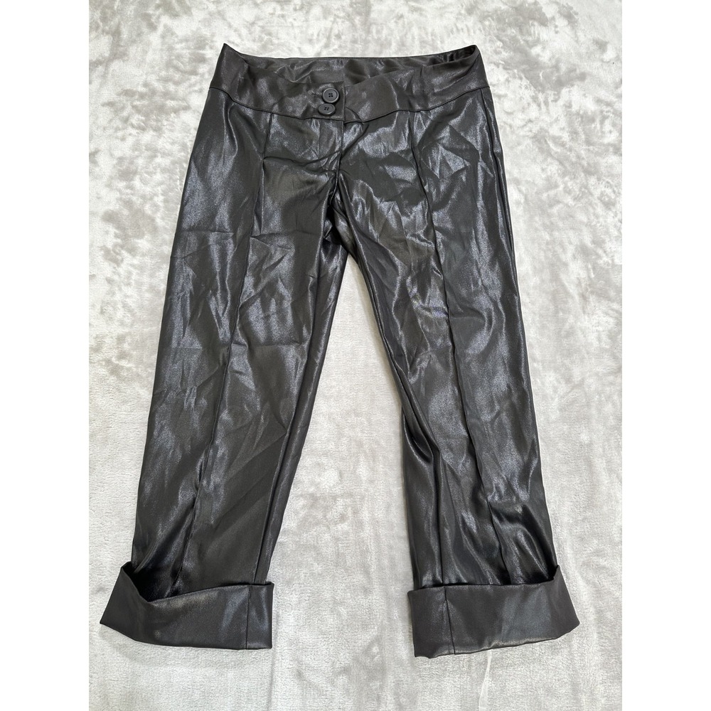 Vintage Boa Pants‎ Faux Leather Women's Size Small Black Capris Made In The U.S.